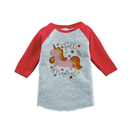 

7 ate 9 Apparel Girl s Fall Unicorn Red Baseball Tee