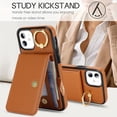 thumbnail image 5 of Allytechgroup iPhone 12 Mini Wallet Case, Ring Holder Stand Cards Slots Shockproof Retro Flip Back Cover Phone Case for Apple iPhone 12 Mini, Brown, 5 of 6