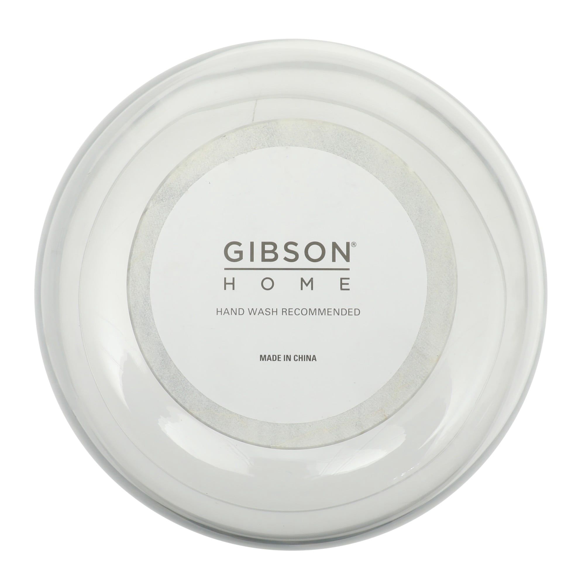 Gibson Elite Wildgreens Large Glass Salad Bowl Set with Marble Base and Acacia Serving Utensils