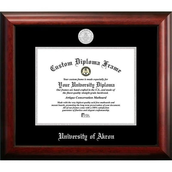 Campus Images OH983SED-1185 11 x 8.5 in. University of Akron Silver Embossed Diploma Frame