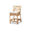 thumbnail image 2 of Baxton Studio Rose Modern Bohemian White Fabric Upholstered and Natural Brown Rattan Counter Stool, 2 of 7