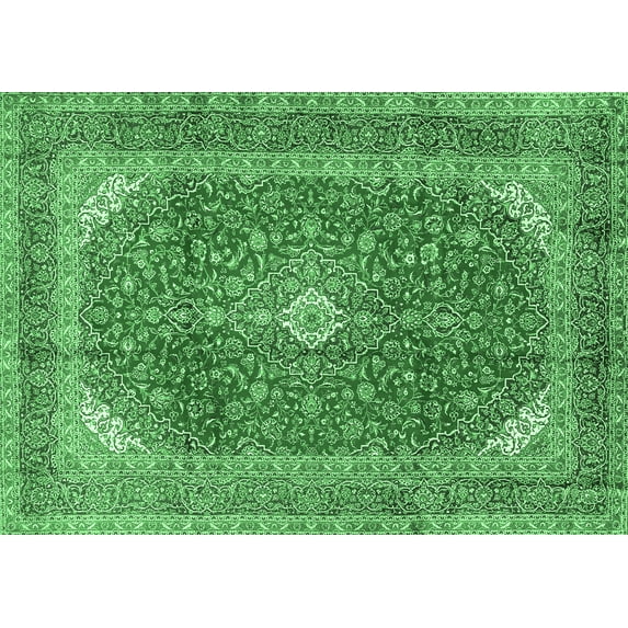 Ahgly Company Indoor Rectangle Medallion Emerald Green Traditional Area Rugs, 5' x 7'