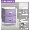 thumbnail image 4 of Nightstand with 2 Drawers - Kids Bedside Furniture End Table Night Stand - Steel Frame, Wood Top & Easy Pull Fabric Bins - Dresser & Chest for Home, Bedroom Accessories, Office & College Dorm Purple, 4 of 15