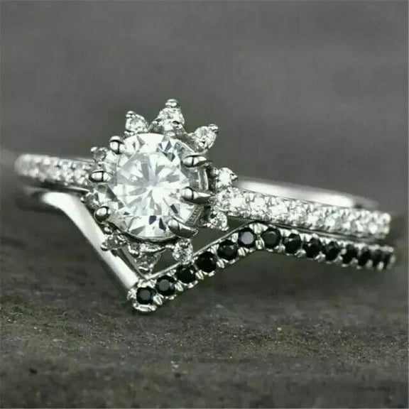 2Ct Round Cut Lab-Created Diamond Bridal Set Wedding Ring 14k White Gold Plated Silver