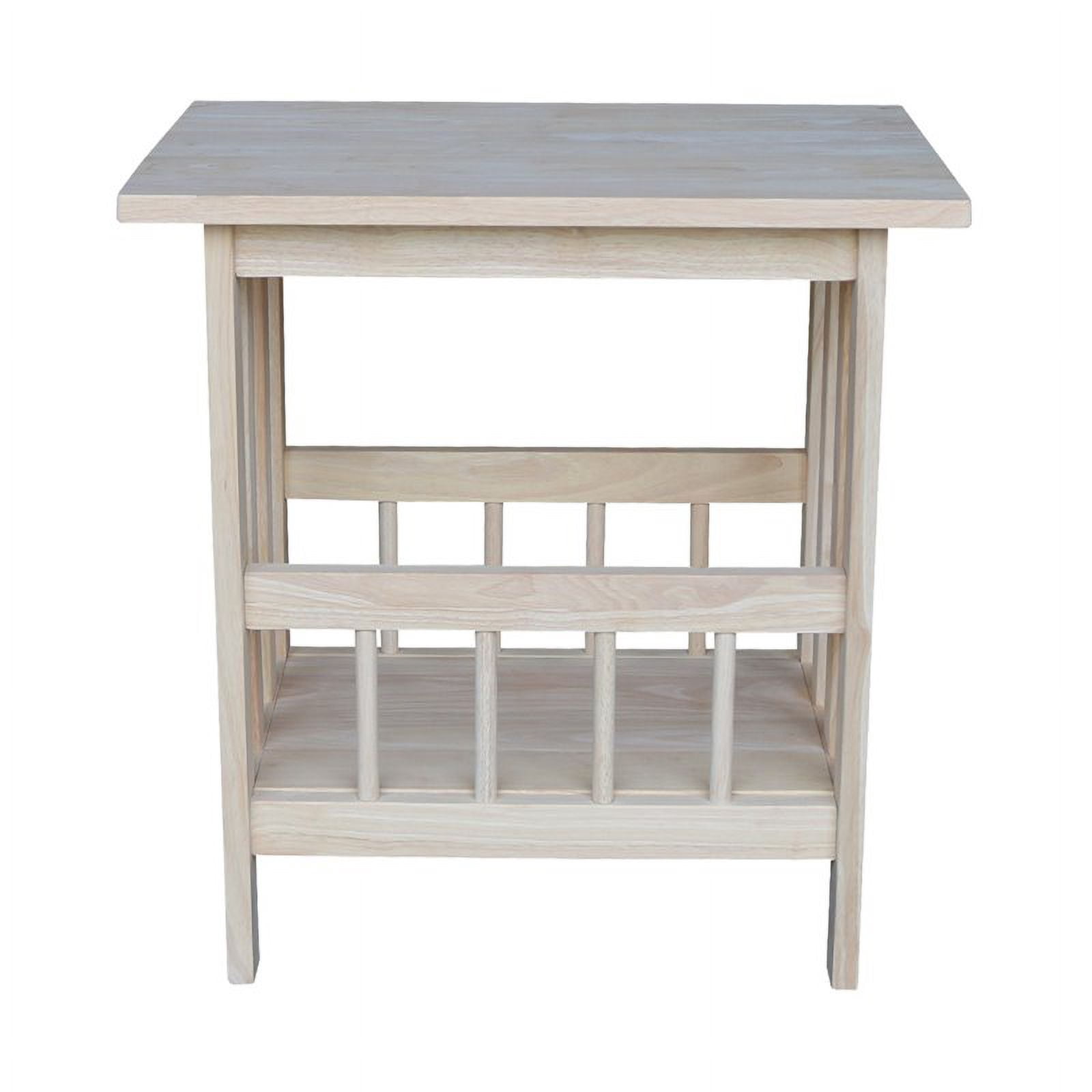 International Concepts Solid Wood Unfinished Mission Magazine End Table