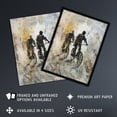 thumbnail image 2 of Two Cyclists Bikes Dark Bubble Painting Artwork Living Room Extra Large XL Wall Art Poster Print, 2 of 5