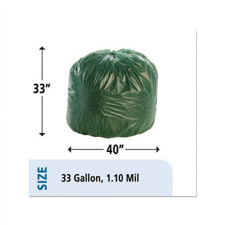 Controlled Life-Cycle Plastic Trash Bags, 33 gal, 1.1 mil, 33 Controlled Life-Cycle Plastic Trash Bags, 33 gal, 1.1 mil, 33