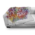 thumbnail image 3 of 70s Party Soft Flannel Fleece Throw Blanket, Hippie Peace and Love and Signs 2 Fingers Pacifist Colorful Design Art, Cozy Plush for Indoor and Outdoor Use, 50" x 70", Multicolor, by Ambesonne, 3 of 6