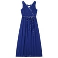 thumbnail image 3 of Eandarui Junior Girls V Neck Bowknot Hollow Back Bridesmaid Pageant Prom Wedding Long Maxi Dress Royal Blue 14, 3 of 5
