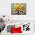 thumbnail image 4 of ONETECH  Yellow Grey Flower Wall Art Abstract Gray Background Print on Canvas Home Decor Decal Pictures Poster for Bedroom Living Room Printed Painting Gifts Framed Ready to Hang, 4 of 4