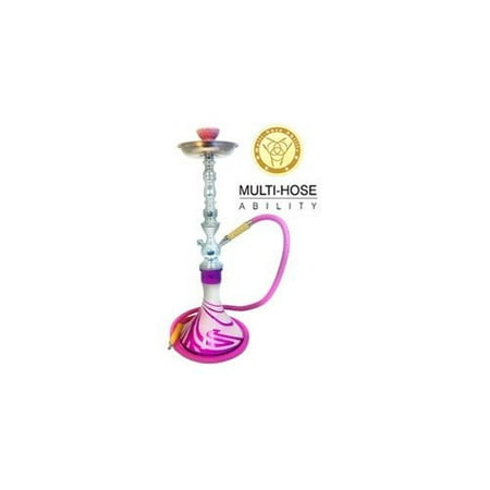 VAPOR HOOKAHS COUGAR 24” EXOTIC COMPLETE HOOKAH SET: Single Hose shisha pipe with 4 Hose Multi Hose ability and auto seal system. Cougar narguile pipes have a glass vase (Blue