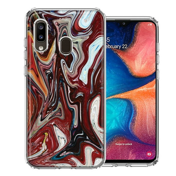 MUNDAZE For Samsung A20 Red White Abstract Design Double Layer Phone Case Cover