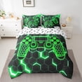 thumbnail image 2 of Erosebridal Green Gamepad Bedding Sets King Size, Gradient Geometry Comforter Sets with Sheets, Gaming Sports Decor, Reversible 7pcs, 2 of 6