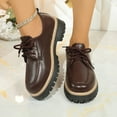 thumbnail image 2 of Womens Loafers Casual Round Toe Leather Lace up Platform Lug Sole Oxford Shoes Office Work Business Dressy Shoes Brown Size 8.5, 2 of 6