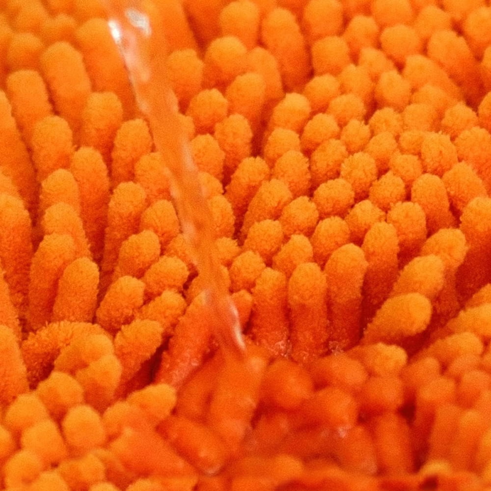Orange Chenille Bathroom Rugs 24"x36" Shaggy Water Absorbent Non-Slip Backing Bath Mats Machine Washable