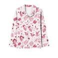 thumbnail image 3 of Jinhomg Holiday Outfits for Women 2 Piece Mardi Gras Themed Loungewear Novelty Funny Masks Graphic Button Down Shirt with Wide Leg Pants Pink S, 3 of 5