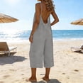 thumbnail image 1 of HongQid Women Jumpsuits Sleeveless Casual Wide Legs Backless Rompers Loose Overall with Pockets, 1 of 6