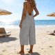 thumbnail image 1 of TaTaai Women's Summer Casual Solid Adjustable Spaghetti Strap Backless Jumpsuit with Pockets 7/8 Length Loose Fashion Romper Gift, 1 of 6