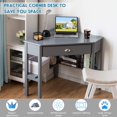 thumbnail image 4 of RELAX4LIFE Corner Computer Desk Triangle with Drawer and Shelves Stable Laptop PC Table Home Office Writing Desk Study Workstation Desk (Gray), 4 of 9