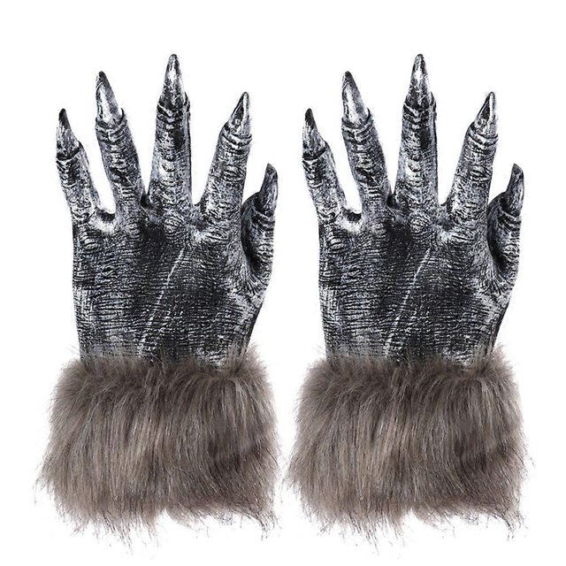 Cosplay Props Werewolf Gloves Decor Dance Party Prop Funny Realistic Ghostcrawler Gloves Performance Hands Cover (Grey)