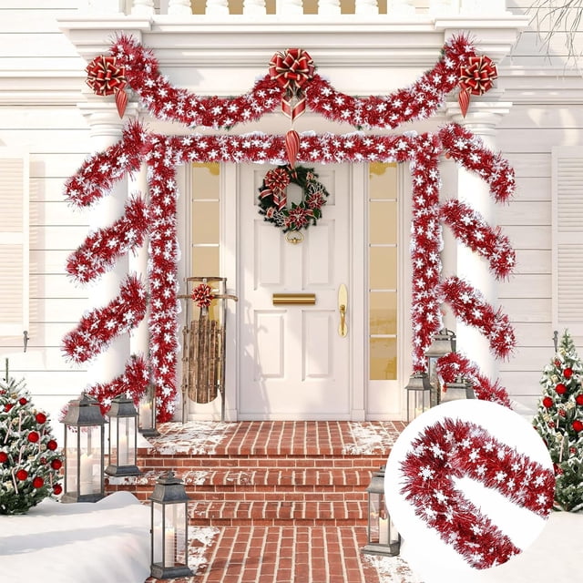 Cinta navideña | Lazo decorativo de flores de 1000 cm/393,7 pulgadas | Ideal para envolver regalos, adornos para el árbol, decoración de fiestas y bodas