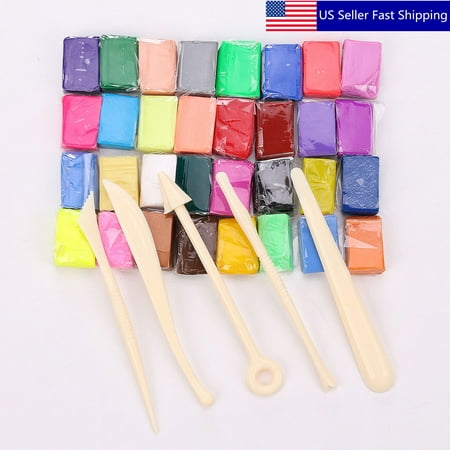 32 Color DIY Colored Polymer Clay Creative Street Model Clay Soft Molded Oven Baking Clay and Tutorial Best Gift for (Best Glue For Polymer Clay)