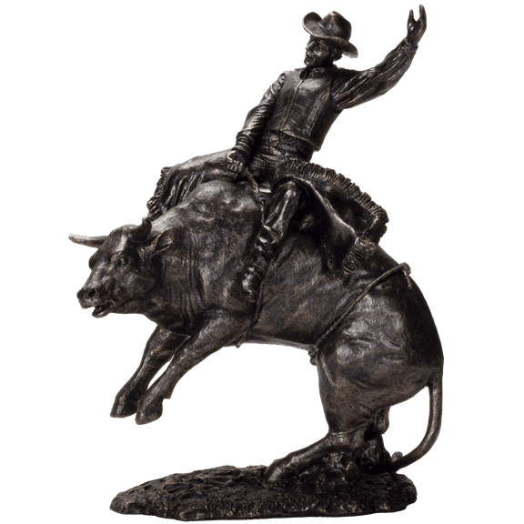 American Cowboy on Bull Resin Figurine- Bronze Finish