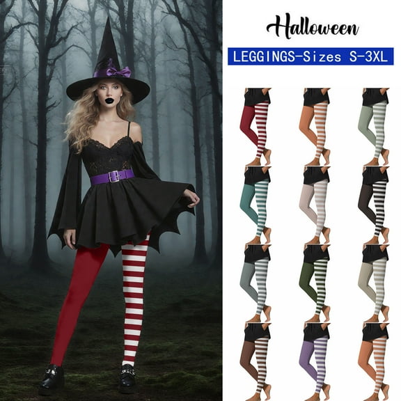 Feancey High Waist Leggings for Women Seamless Halloween Workout Tights Vintage Striped Colorblock Yoga Pants Buttery Soft Skinny Pants Army Green L