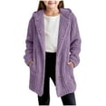 thumbnail image 5 of Girls Oversized Cardigan Sweaters Lightweight Fuzzy Fleece Button up Jacket with Hood Trendy Casual Winter Coat New Fashion Jackets for Toddler Baby Girl Purple 12 Years, 5 of 6