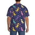 thumbnail image 3 of Uemuo Colorful Dinosaur Pattern Cotton Linen Short Sleeve Shirts,Casual Lightweight Button Down Shirts,Vacation Beach Summer Tops-Medium, 3 of 7