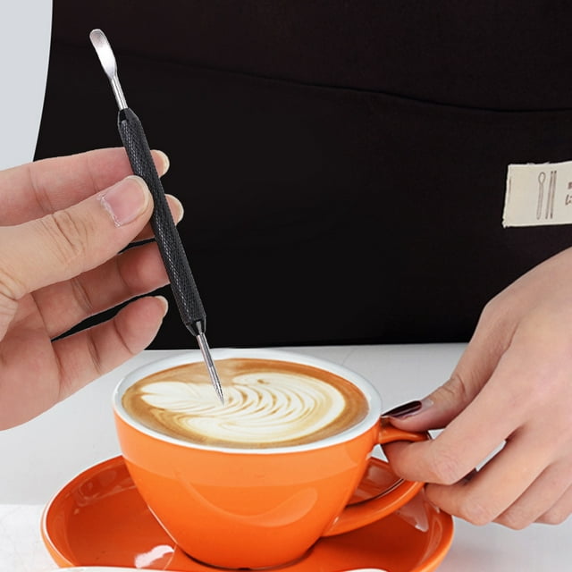 Acero Inoxidable Color Latte Pull Flor Aguja Café Arte Pluma DIY Latte Herramienta De Decoración