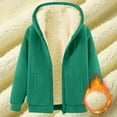 thumbnail image 5 of larppty Women's Winter Sherpa-Lined Warm Casual Solid Long Sleeve Zipper Hooded Jacket With Pockets（Dark Green，M）, 5 of 5