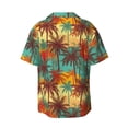 thumbnail image 5 of Uemuo Colorful Hawaii Palms Pattern Cotton Linen Short Sleeve Shirts,Casual Lightweight Button Down Shirts,Vacation Beach Summer Tops-Medium, 5 of 7