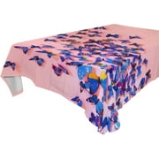 SKYSONIC 60"x108" Square Tablecloth with Butterflies Wall Pink Prints, Anti-Wrinkle and Smooth Table Cloth for Kitchen/Home Party Decoration