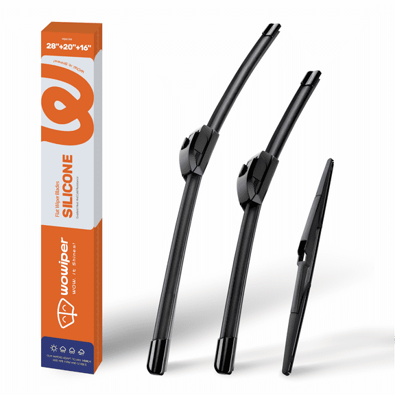 WOWIPER 28" 20" 16" Premium Silicone Wiper Blades 3-Pack – Water Repellent Beam Fit J-Hook – OEM All-Season with Rear Wiper for Toyota Sienna 2011-2020