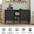 thumbnail image 2 of CBJCBJ 59" Mid-Century Storage Cabinet with Adjustable Shelves, Double-Layer Open Design for Living Room & Bedroom, Black, 2 of 10