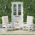 thumbnail image 2 of KINGYES HDPE Oversize Outdoor Rocking Chair with Thick Cushion, Porch Rocker Chair, White Chair with Beige Cushion, 2 of 7