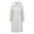 thumbnail image 2 of Women's 2026 Plus Size Long Puffer Coat, Over Knee Parka with Faux Fur Trim Hood, Thickened Winter Jacket, Korean Style Slim Fit Coat, Warm Down Alternative Coat White L, 2 of 8