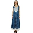 thumbnail image 3 of Bimba Women Blue Cotton Anarkali Kurti Long Maxi Kurta Sleeveless Casual Wear, 3 of 8