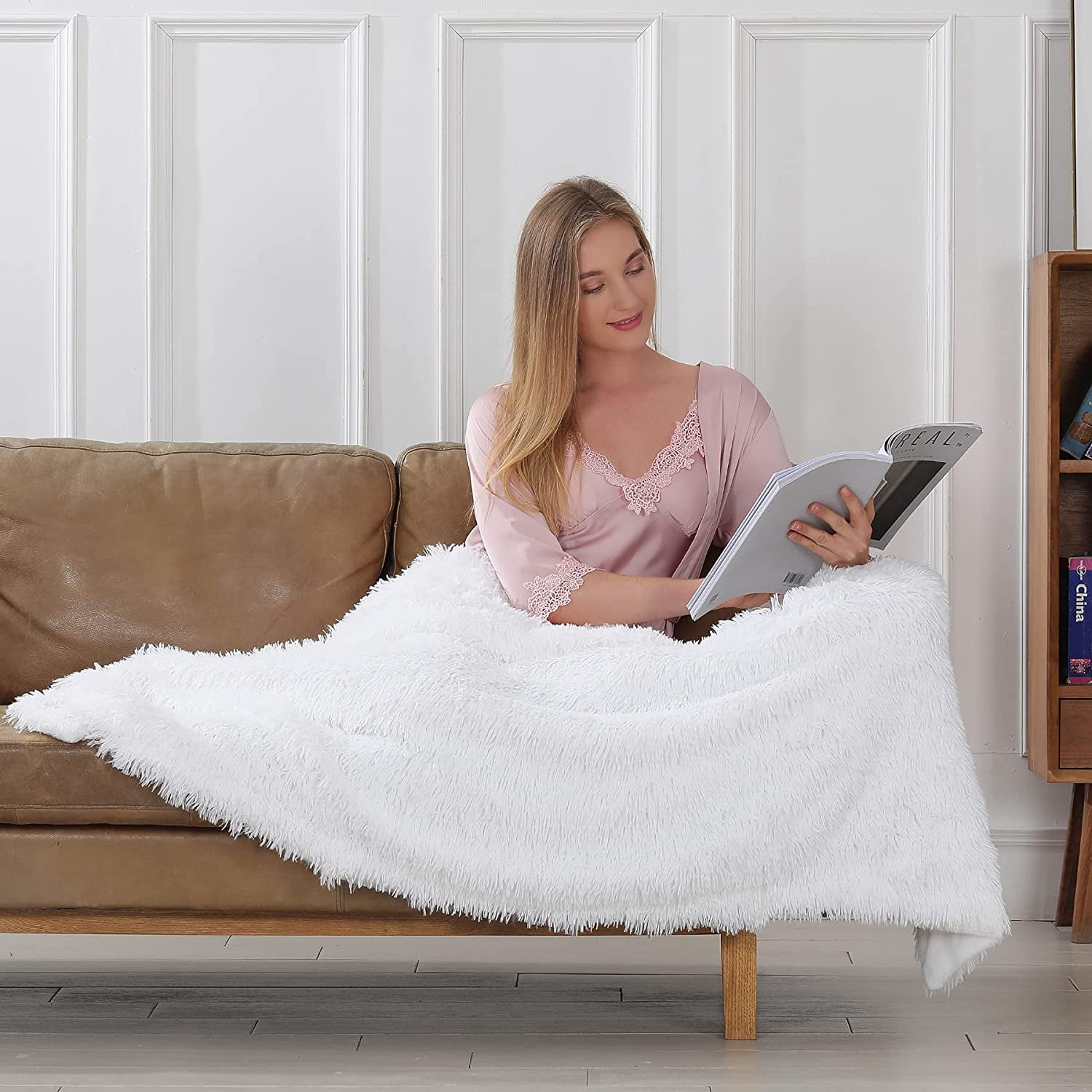 9htooq Decorative Extra Soft Faux Fur Blanket