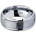 thumbnail image 2 of Tungsten Ram Rams Sheep Goat Band Ring 8mm Men Women Comfort Fit Gray Step Bevel Edge Brushed Polished, 2 of 4
