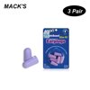MACK'S 3 Pair -noise Foam Earplugs Washable Professional Soundproof Ear Plugs for Sleeping Working Travelling Hearing Protection