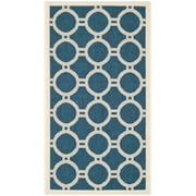 SAFAVIEH Courtyard Ariel Geometric Indoor/Outdoor Area Rug, Navy/Beige, 2' x 3'7"