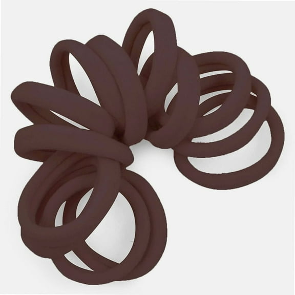 Dark BrownHair Ties - Extra Gentle Soft and Stretchy Nylon Fabric Ponytail Holders - 12 Pack