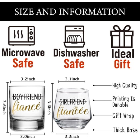EFEMF-4PCS Fiance Gifts for Him Her Include Scented Candles Wine Bag & Glasses Set Engagement Gifts for Couples Engagement Gift for Newly Engaged Couples Whiskey Wine Glasses Gift for Couple