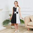 thumbnail image 4 of Sunny Fashion Girls Dress Color Block Contrast White Black Bow Tie 8, 4 of 15