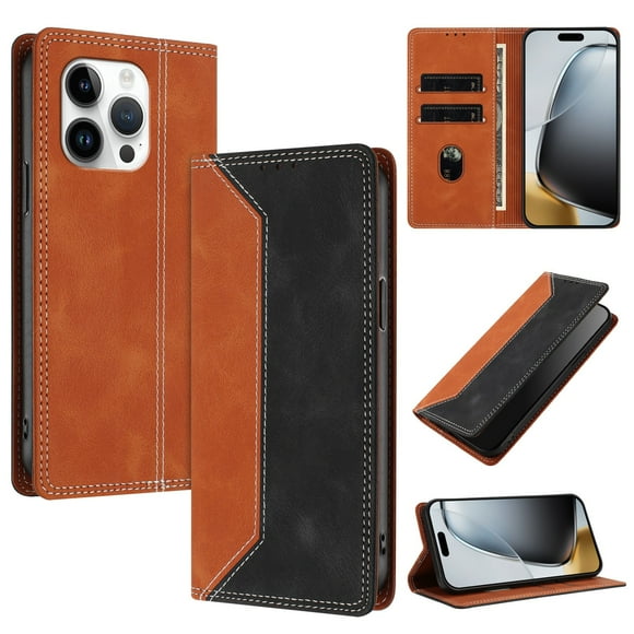 Funda FOXDOCK para iPhone 13 Pro Max de Cuero Premium Bicolor con Ranuras RFID, Carcasa Tipo Billetera Antigolpes y Soporte Plegable