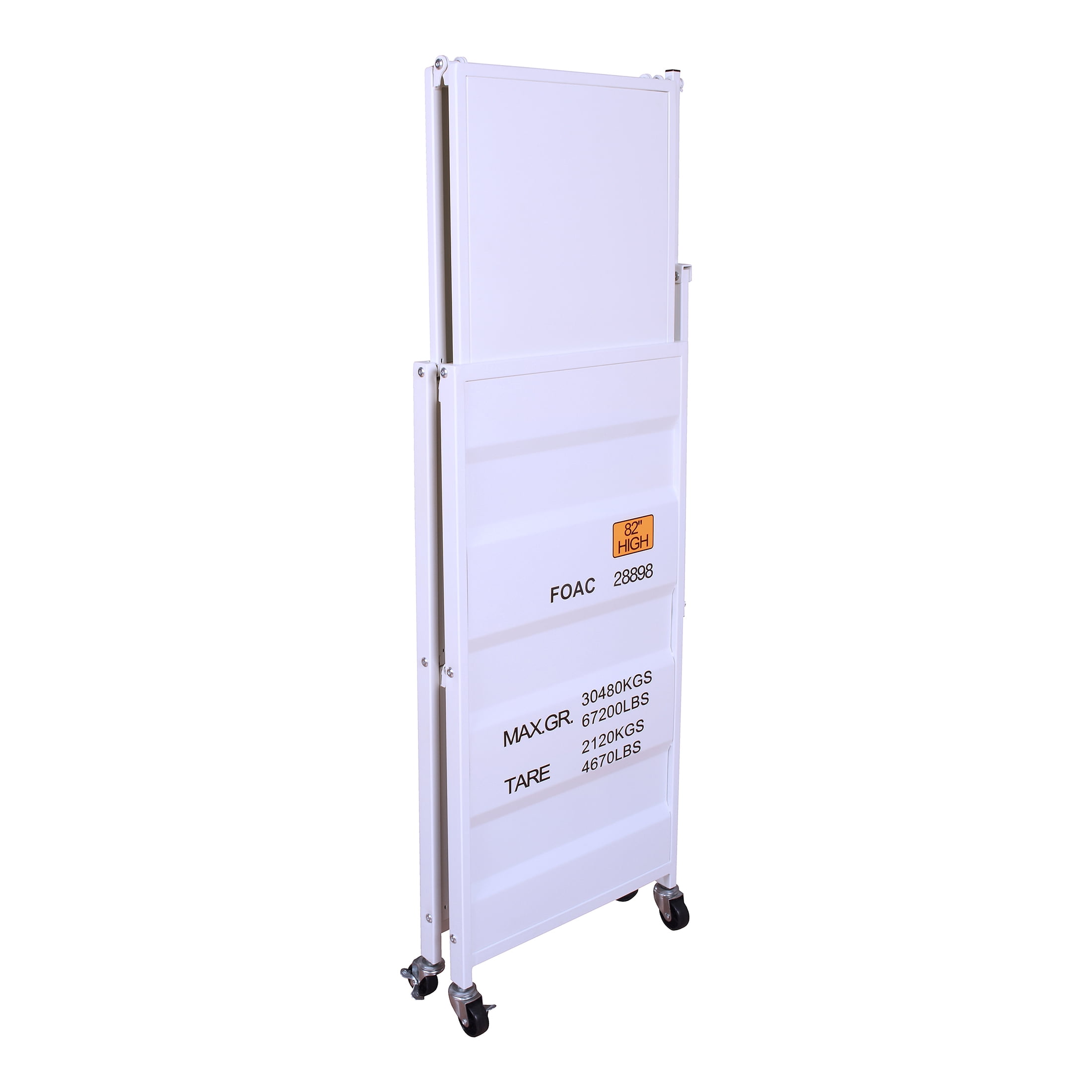Furniture of America Maxima Metal Folding Bookcase with Wheels, White