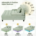 thumbnail image 3 of Oversized Chaise Lounge Chair Indoor, 57" W Chenille Upholstered Sofa Bed with Adjustable Backrest & LED Light Strip, Comfy Deep Seat Sleeper Couch Reading Chairs, for Living Room, Green, 3 of 9
