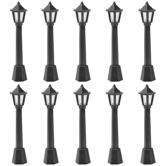 10pcs Mini Street Lights Model Simulated Lamp Post Resin Lamppost Ornament